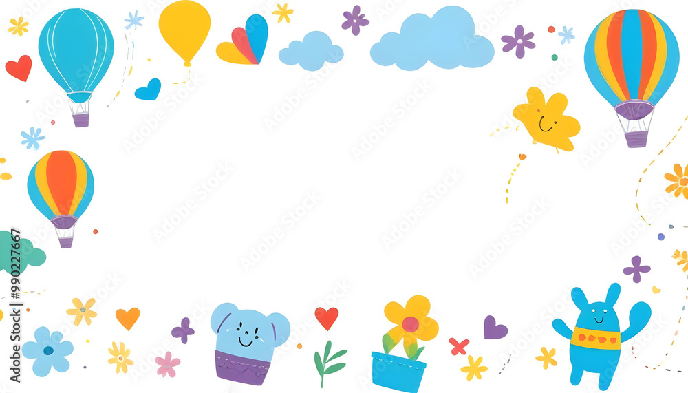 Colorful cartoon illustration balloon rainbow kids background Colorful cartoon illustration balloon rainbow kids background