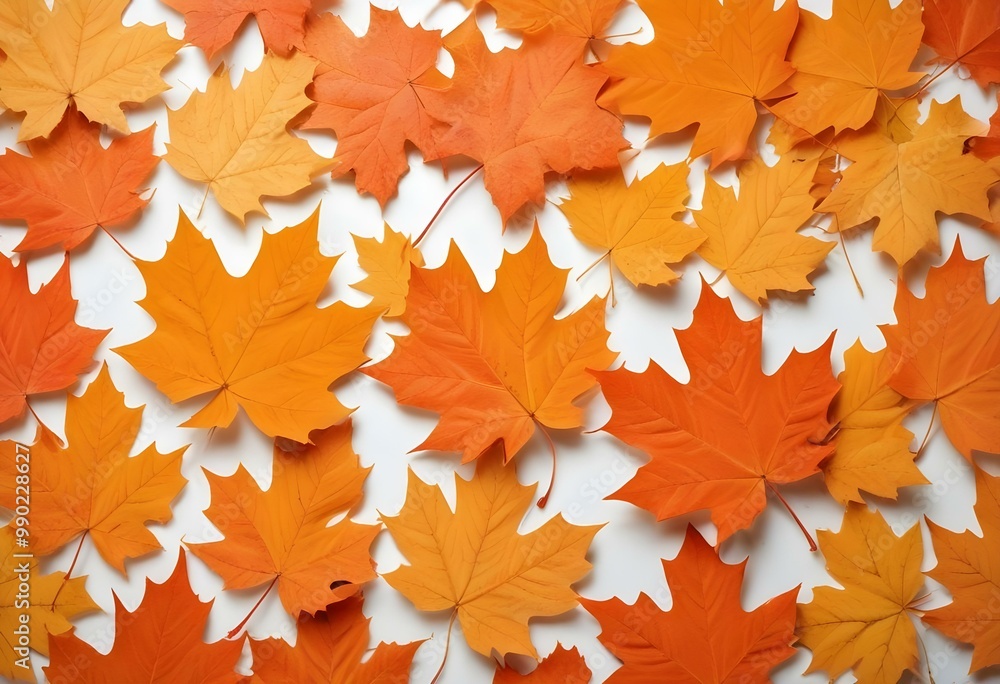 Fototapeta premium Orange maple leaves on a white background