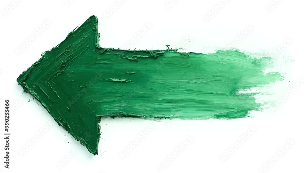 Left green painted arrow isolated on a white background Left green painted arrow isolated on a white background