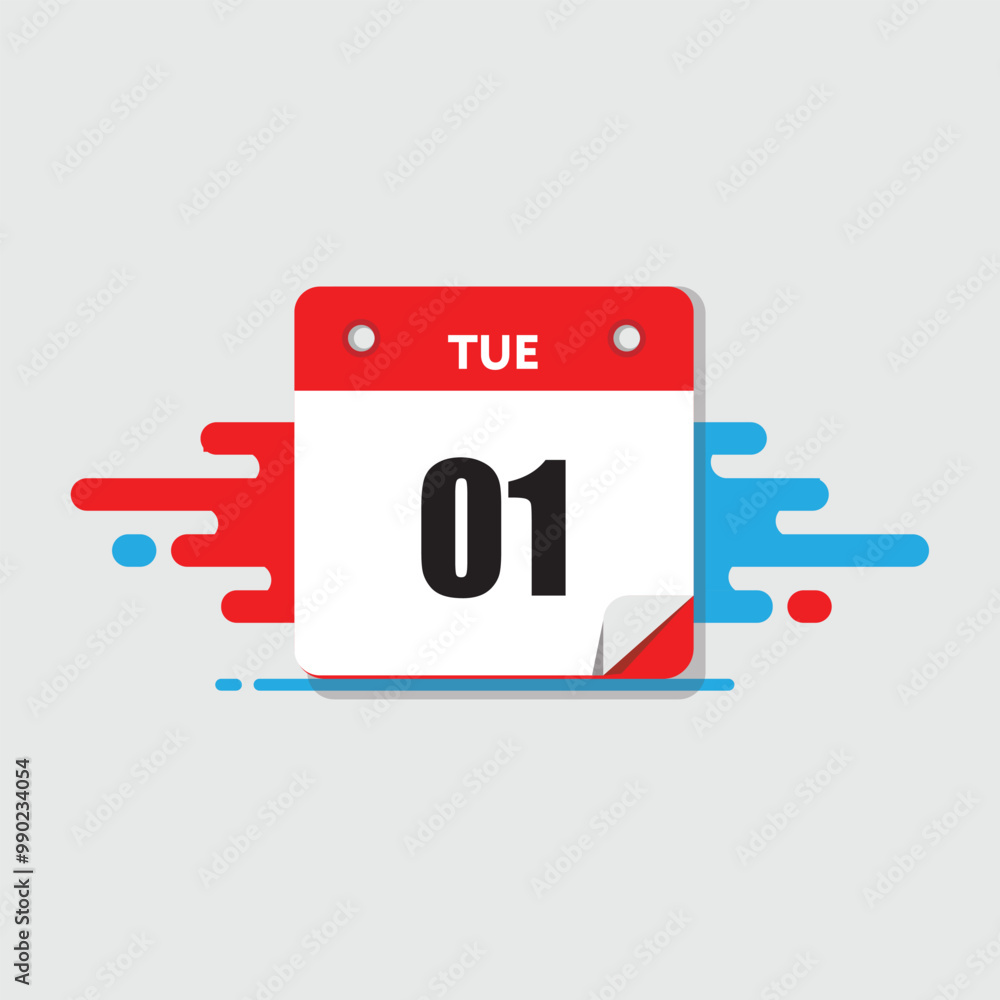 Fototapeta premium calender icon, 01 tuesday icon with white background
