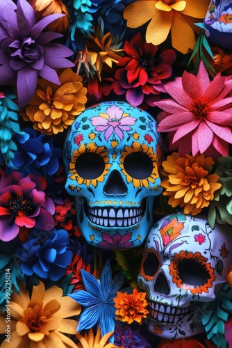 Sugar Skulls with Flowers