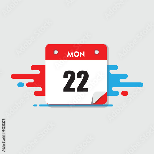 calender icon, 22 monday icon with white background