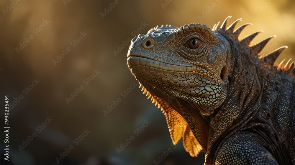 Fototapeta premium Iguana Portrait in Warm Light