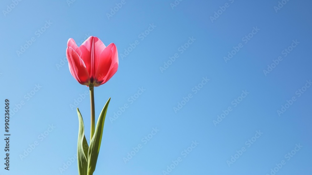 Single Pink Tulip Against a Blue Sky - Spring Flower Photography Single Pink Tulip Against a Blue Sky - Spring Flower Photography