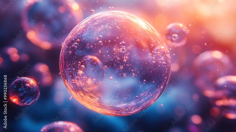 Abstract Bubbles with a Pink and Blue Background Abstract Bubbles with a Pink and Blue Background
