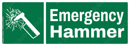 ISO emergency and first aid safety signs text variation landscape_emergency hammer size 1/2 a4,a3,a2,a1