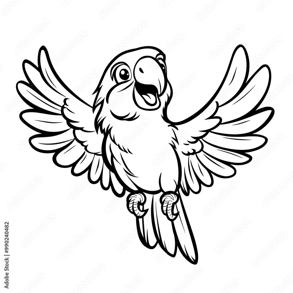 Obraz premium Cute Parrot Coloring Book Page