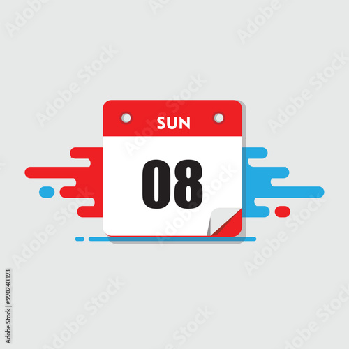 calender icon, 08 sunday icon with white background