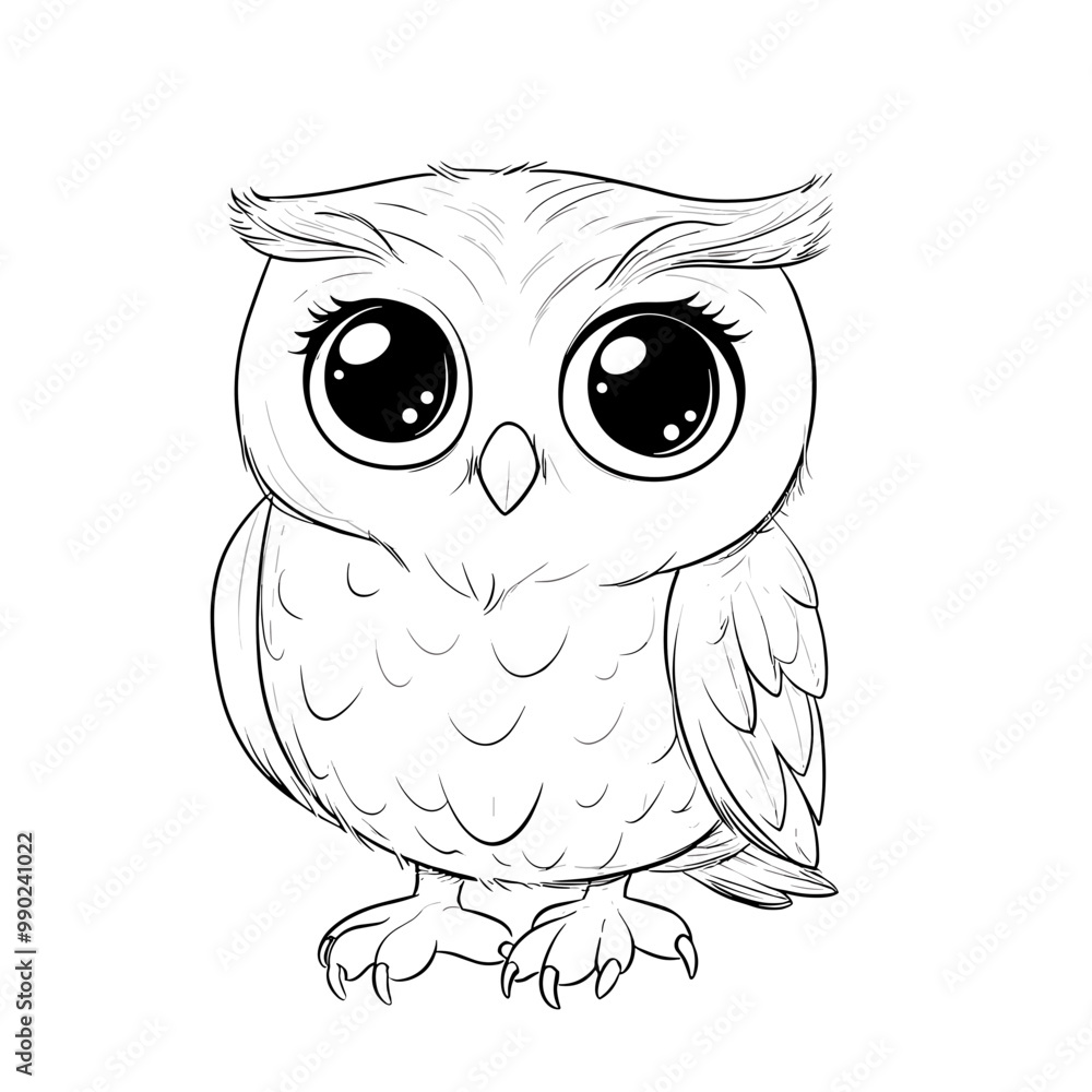 Fototapeta premium Owl illustration coloring page for kids