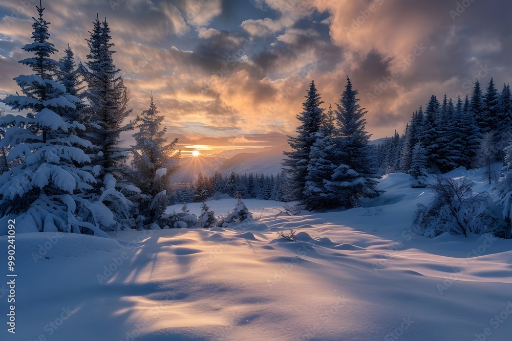 Naklejka premium sunset in the mountains