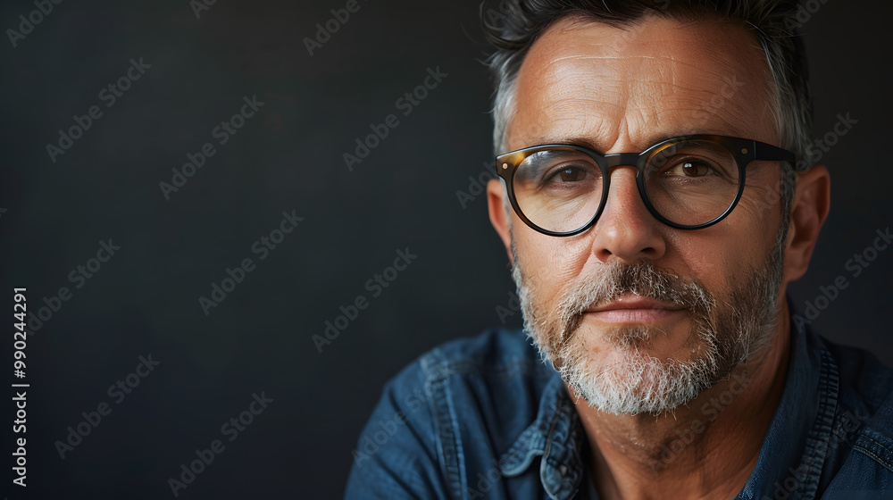 Middle-aged guy with trendy eyeglasses Middle-aged guy with trendy eyeglasses