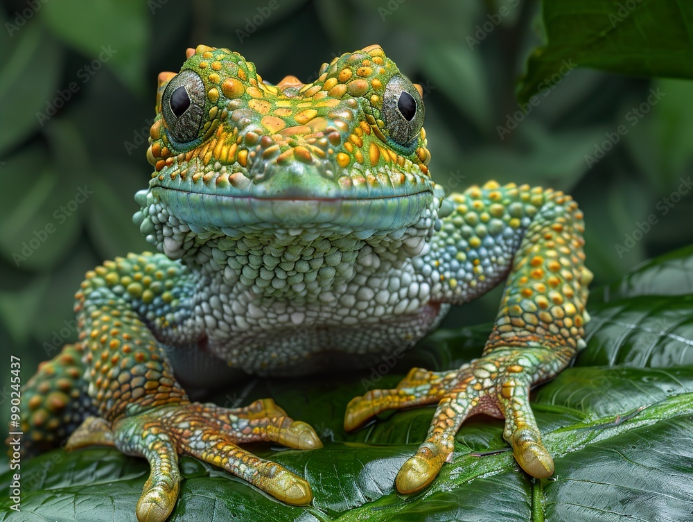 Close-Up of a Vibrant Green Frog in the Rainforest Close-Up of a Vibrant Green Frog in the Rainforest