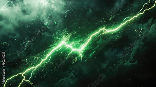 Wallpaper Mural Green Lightning Streaking Through Dark Sky Torontodigital.ca