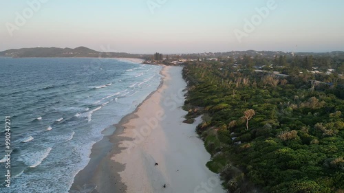 Aerial views of Main Beach Belongil dog exercise area in Byron Bay, New South Wales photo