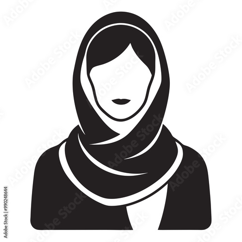 Beautiful Muslim woman wearing hijab silhouette vector