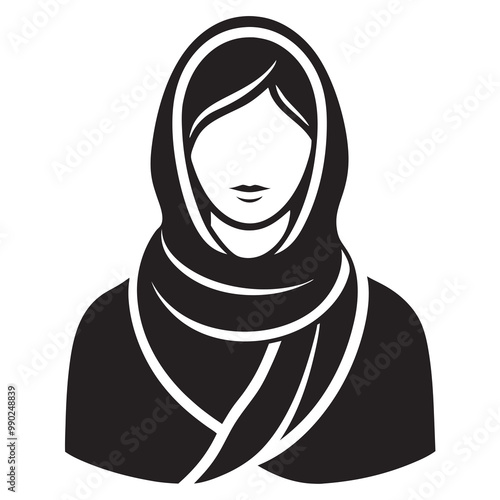 Beautiful Muslim woman wearing hijab silhouette vector