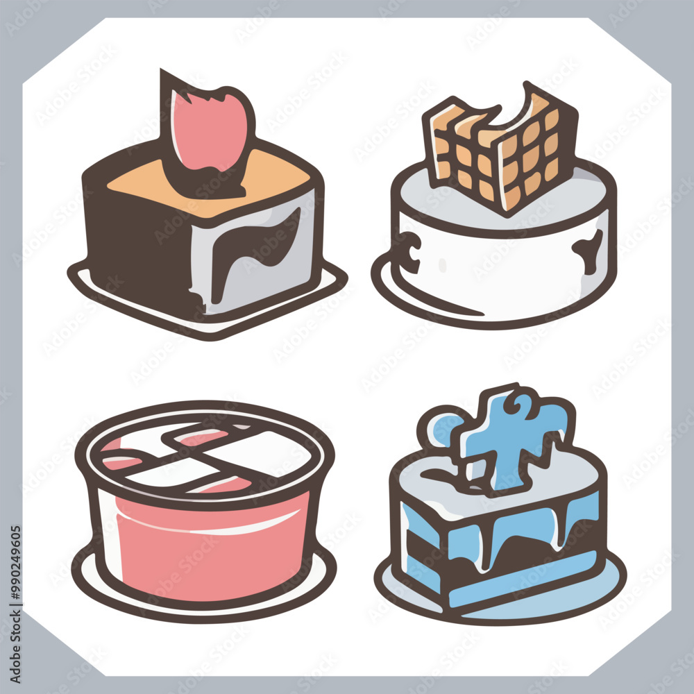 Set of cake silhouette, symbol of the cake holiday, birthday, anniversary, wedding, festive, Birthday cake icons set silhouette vector in white background Set of cake silhouette, symbol of the cake holiday, birthday, anniversary, wedding, festive, Birthday cake icons set silhouette vector in white background