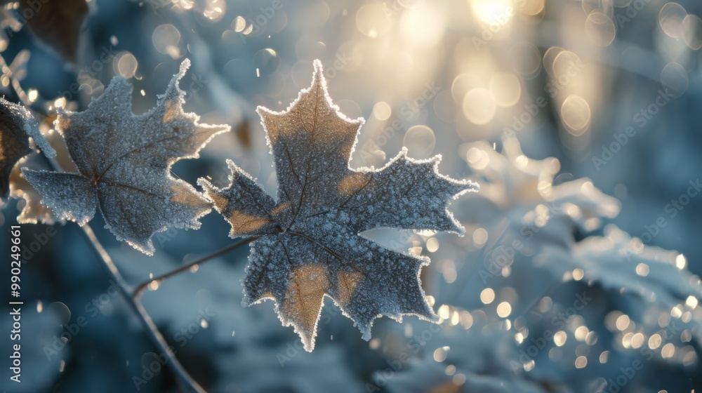 Frozen Maple Leaf in Winter Wonderland Frozen Maple Leaf in Winter Wonderland