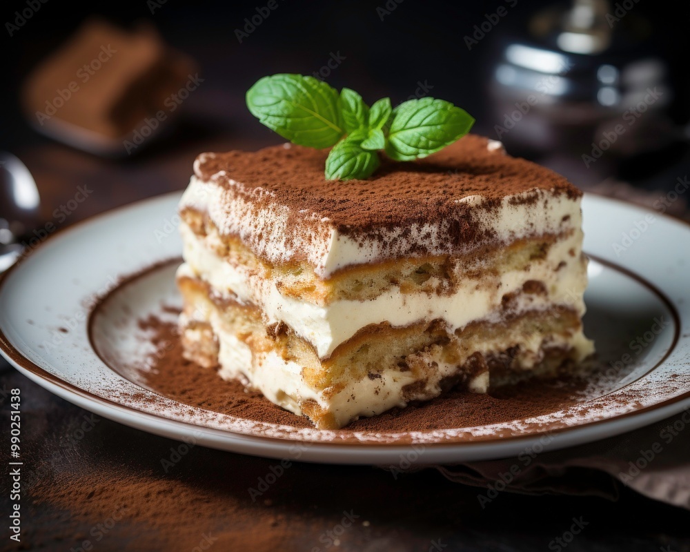 Tiramisu dessert with layers of cream, cake, chocolate, and cocoa powder. Perfect for food blogs, recipes, dessert menus, and cooking websites. Generative AI Tiramisu dessert with layers of cream, cake, chocolate, and cocoa powder. Perfect for food blogs, recipes, dessert menus, and cooking websites. Generative AI