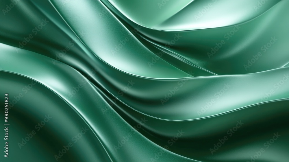 Green satin fabric close-up Green satin fabric close-up