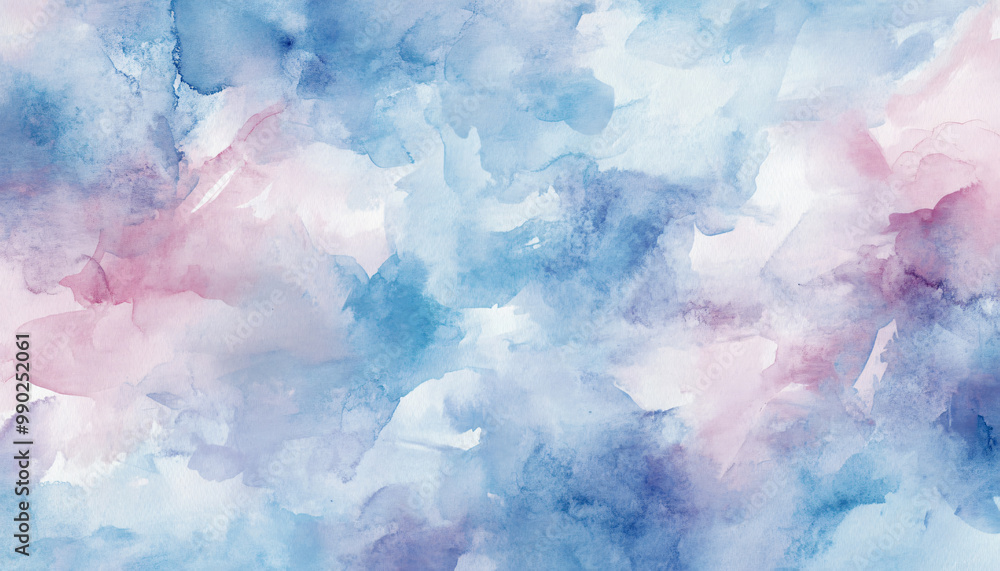 Soft, hand-painted watercolor strokes in calming blues, pinks, and purples, blending seamlessly into one another Soft, hand-painted watercolor strokes in calming blues, pinks, and purples, blending seamlessly into one another