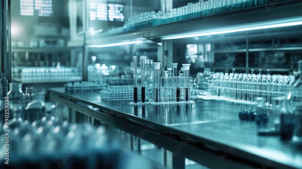 Laboratory Setting with Glassware and Test Tubes Laboratory Setting with Glassware and Test Tubes