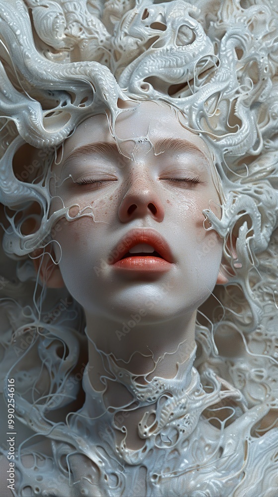 Surreal Portrait of a Woman with Organic Texture