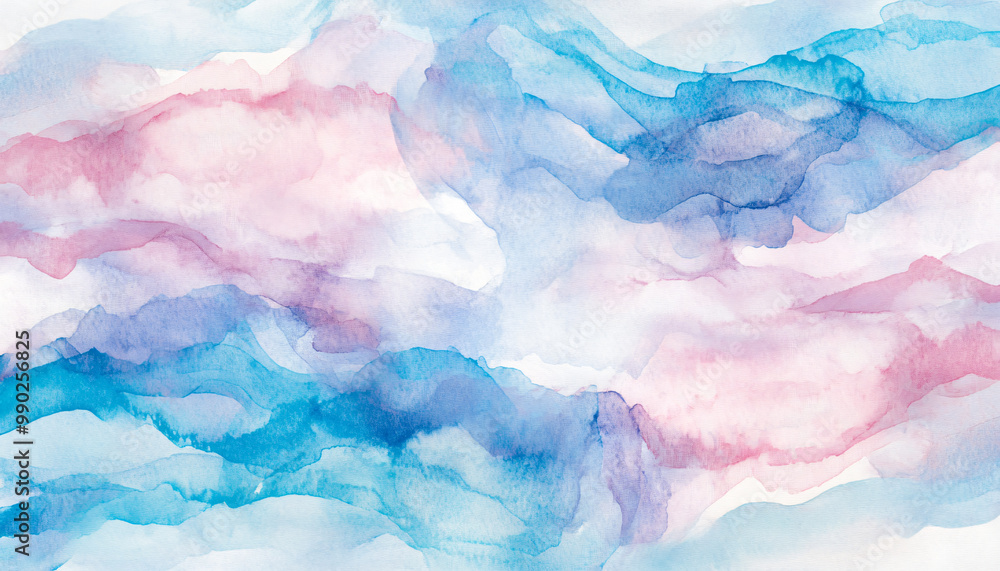Soft, hand-painted watercolor strokes in calming blues, pinks, and purples, blending seamlessly into one another Soft, hand-painted watercolor strokes in calming blues, pinks, and purples, blending seamlessly into one another