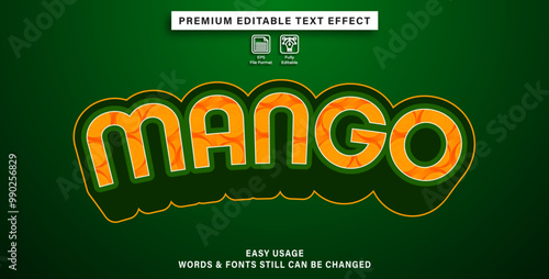 editable text effect mango fruit style
