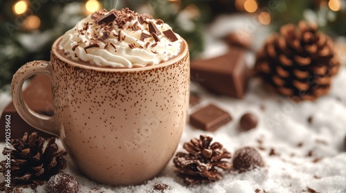 Hot Chocolate with Whipped Cream and Chocolate Shavings