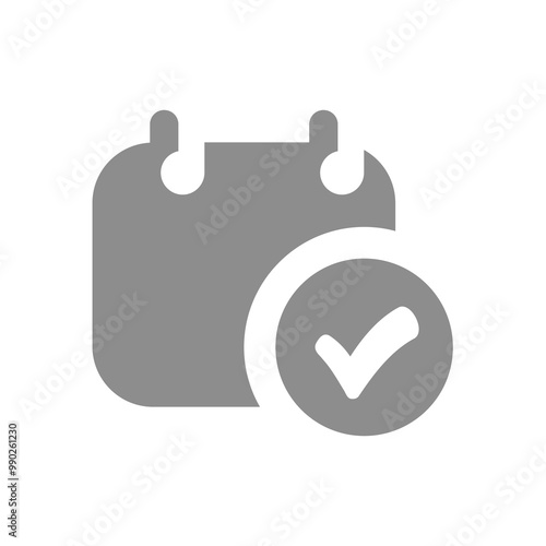 Calendar page and checkmark vector icon. Planning, agenda and schedule symbol.
