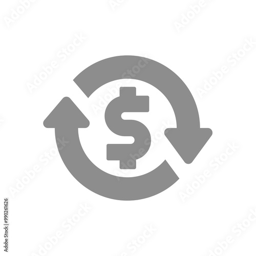 Money back guarantee vector icon. Dollar sign with circle arrow loop.