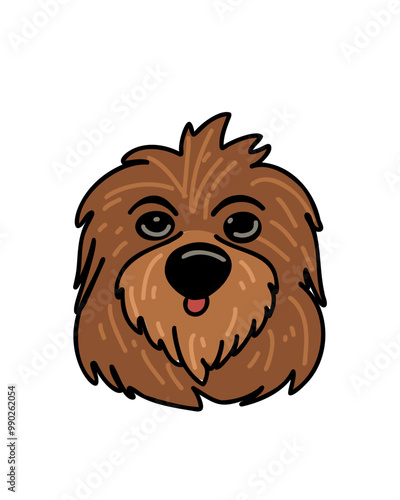 Brown shaggy cute cartoon dog, logo
or sketch of a pet store