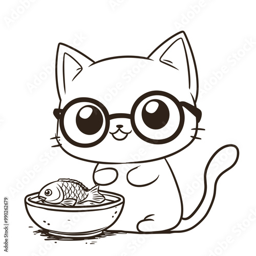 Cute cat coloring page. Cat coloring book for kids