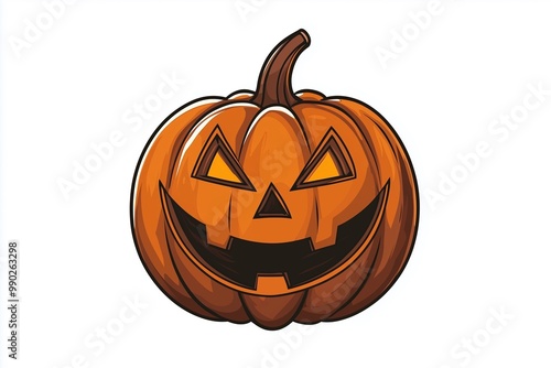 Halloween pumpkin vinyl sticker with edgy graffiti art and makeup-like design for cosmetics or decals on a clean white studio background  photo