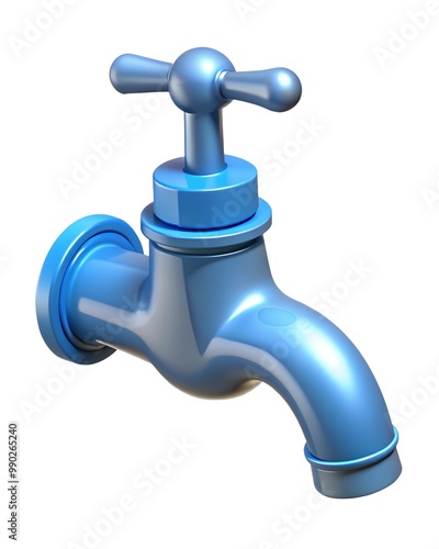 Water faucet 3D render icon isolated on white background