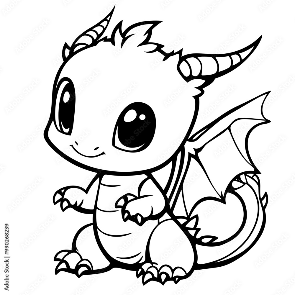 Obraz premium Cute Dragon Squishmallow Coloring Page for kids
