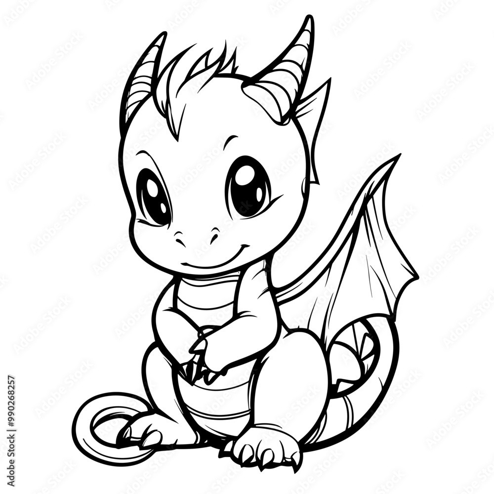 Obraz premium Cute Dragon Squishmallow Coloring Page for kids