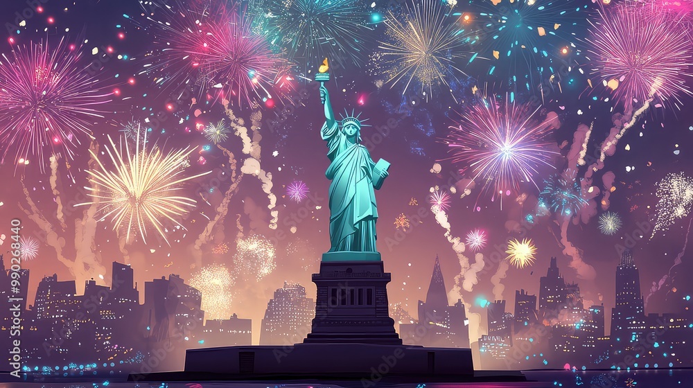 Fototapeta premium New Year's Eve Celebrations in Major Cities Around the World, Generative AI