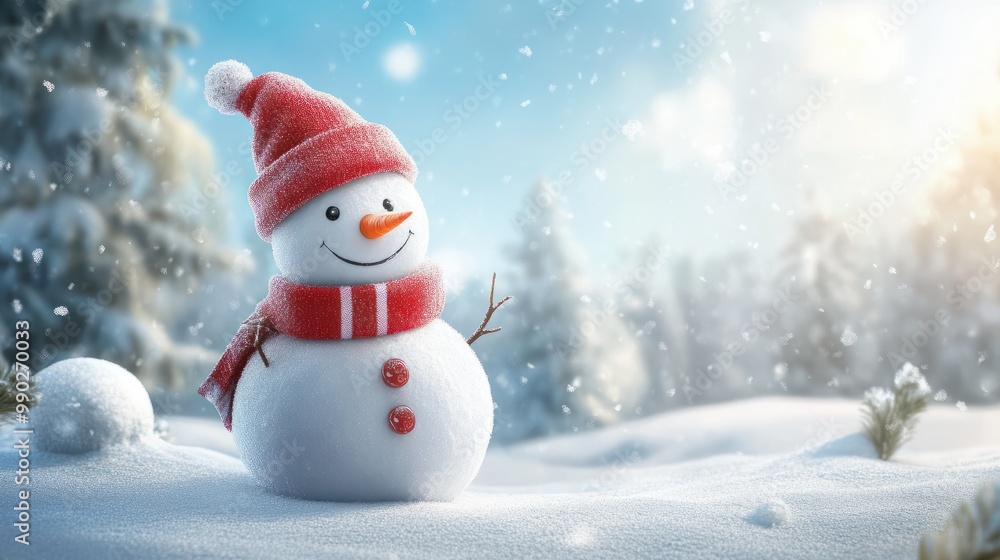 snowman on winter background snowman on winter background
