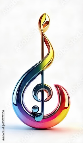 Colorful Abstract Treble Clef Illustration , Generate AI