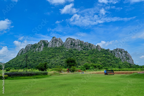 The mountain called Khao Kaew and Khao Nor is a beautiful and famous landmark of Nakhon Sawan Province.