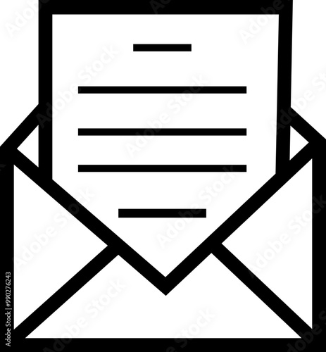 Mail icon, Email, post, letter, envelope, newsletter, notification new message isolated on transparent background. Line outline thin flat design, adapted e-mail icons for web, web site, mobile app, UI