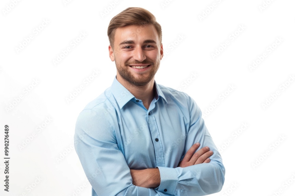 Businessman Standing with Crossed Arms, Isolated on White Background Businessman Standing with Crossed Arms, Isolated on White Background