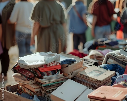 Community Swap Meet for Exchanging Clothes Books and Household Items to Reduce Waste photo