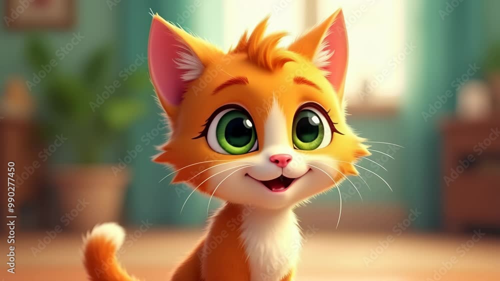 cute cartoon cat with big eyes animation cute cartoon cat with big eyes animation