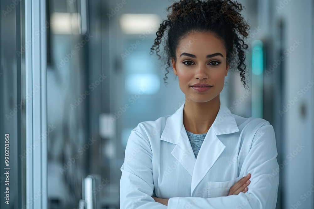 A confident woman in a lab coat. This photo depicts a woman working in a scientific field, perfect for articles about STEM careers, research, and women in science. A confident woman in a lab coat. This photo depicts a woman working in a scientific field, perfect for articles about STEM careers, research, and women in science.