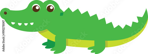 crocodile sitting cartoon vector icon illustration 