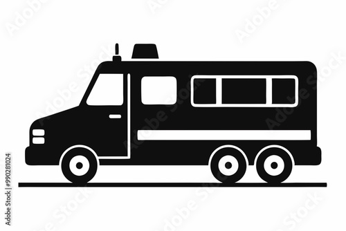 Ambulance Silhouette, Ambulance icon, Ambulance Vector illustration