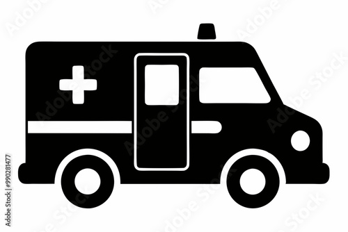 Ambulance Icon Vector, Ambulance Silhouette, Fast Response Ambulance Design 